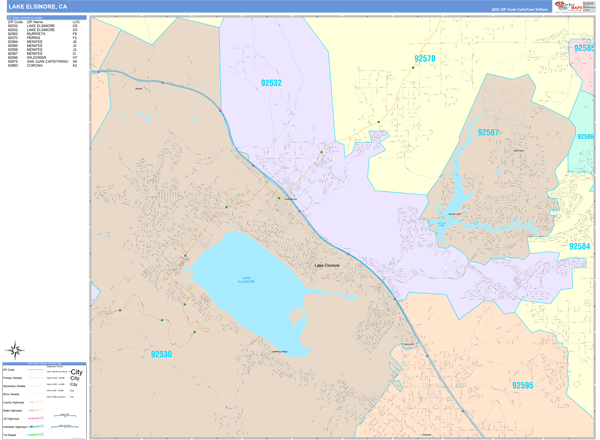 Lake Elsinore Wall Map